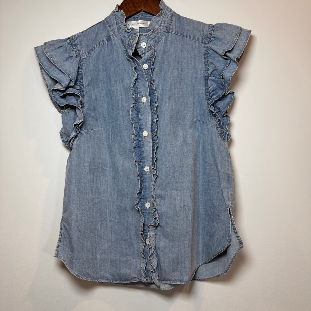 Chelsea & Theodore‎ Blue Ruffled Blouse